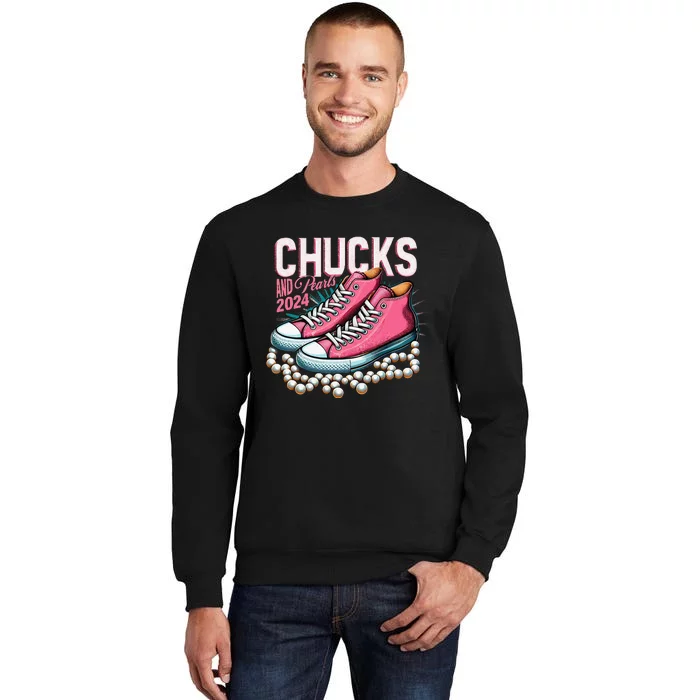 Chucks And Pearls 2024 Kamala Harris Election Day 2024 Tall Sweatshirt