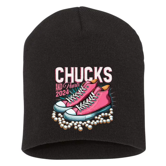 Chucks And Pearls 2024 Kamala Harris Election Day 2024 Short Acrylic Beanie