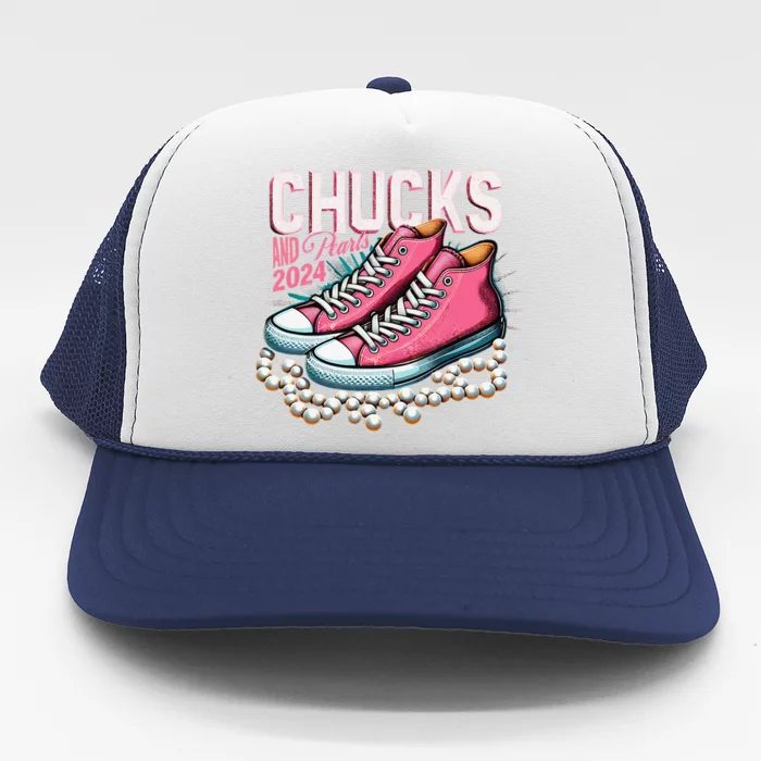 Chucks And Pearls 2024 Kamala Harris Election Day 2024 Trucker Hat