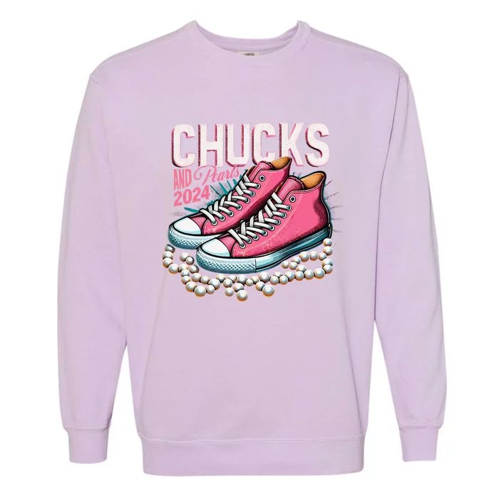 Chucks And Pearls 2024 Kamala Harris Election Day 2024 Garment-Dyed Sweatshirt