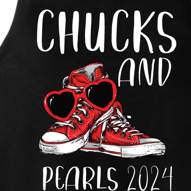 Chucks And Pearls Im With Her Kamala 2024 Ladies Tri-Blend Wicking Tank