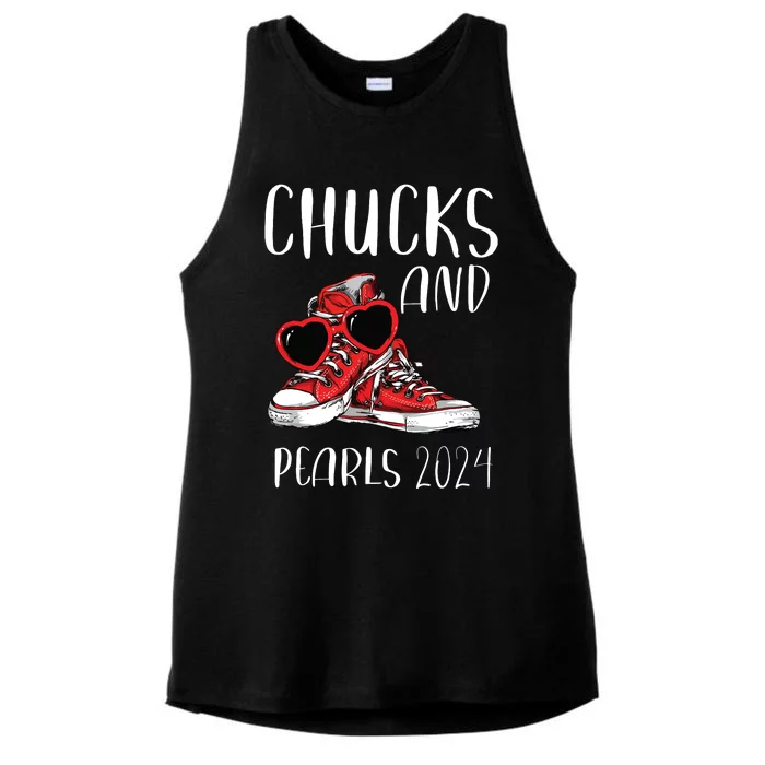 Chucks And Pearls Im With Her Kamala 2024 Ladies Tri-Blend Wicking Tank