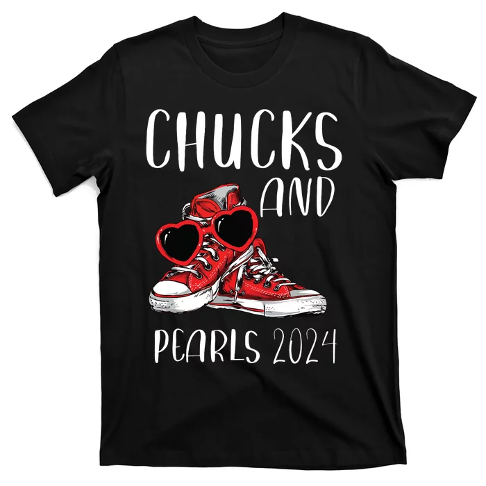 Chucks And Pearls Im With Her Kamala 2024 T-Shirt