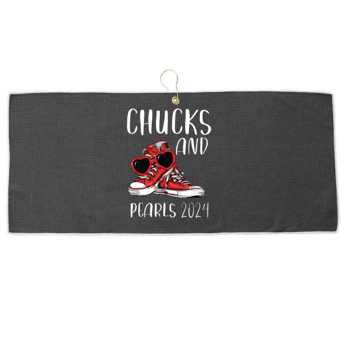 Chucks And Pearls Im With Her Kamala 2024 Large Microfiber Waffle Golf Towel