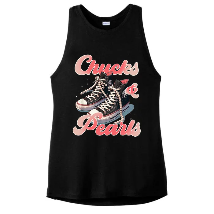 Chucks And Pearls IM With Her Kamala Ladies Tri-Blend Wicking Tank