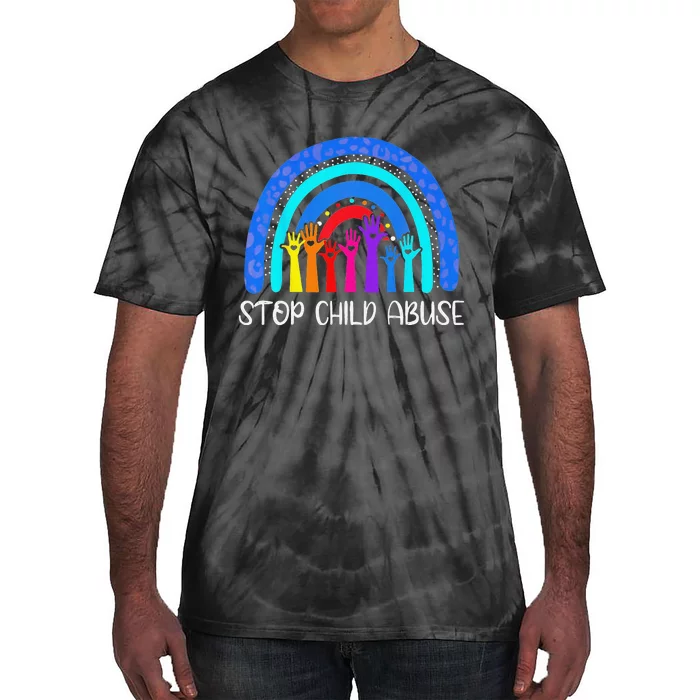 Child Abuse Prevention Awareness Month Blue Ribbon Cat Tie-Dye T-Shirt