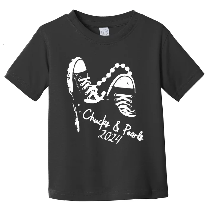 Chucks And Pearls Kamala Harris 2024 Support Gift Teachers Toddler T-Shirt