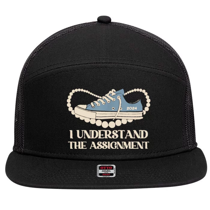 Chucks And Pearls I Understand The Assignment Harris2024 7 Panel Mesh Trucker Snapback Hat