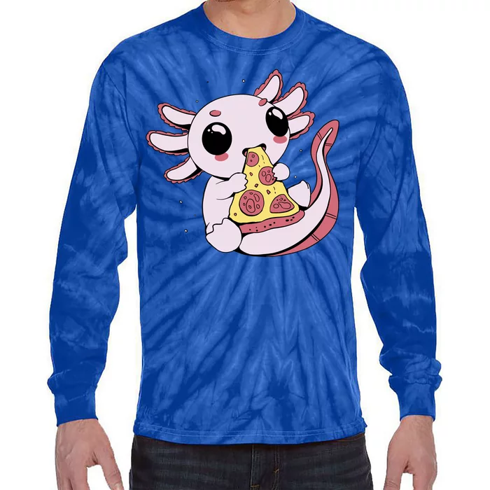 Cute Axolotl Pizza Lover Tie-Dye Long Sleeve Shirt