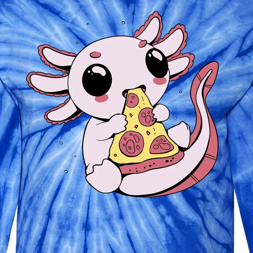 Cute Axolotl Pizza Lover Tie-Dye Long Sleeve Shirt