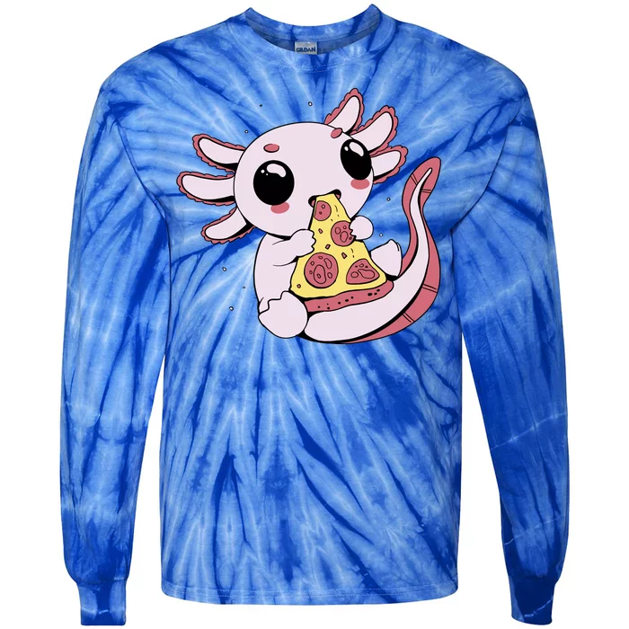 Cute Axolotl Pizza Lover Tie-Dye Long Sleeve Shirt