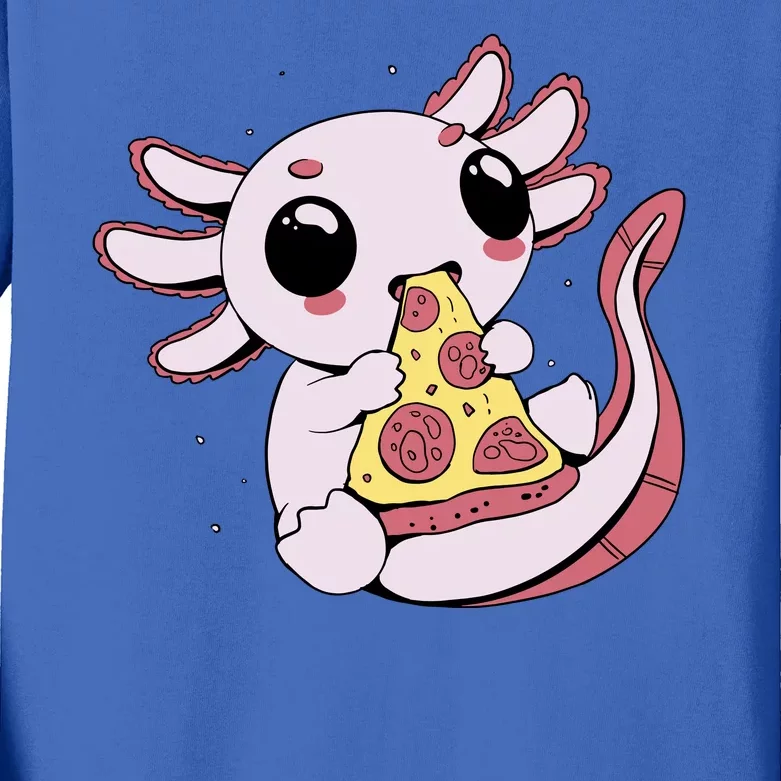 Cute Axolotl Pizza Lover Kids Long Sleeve Shirt