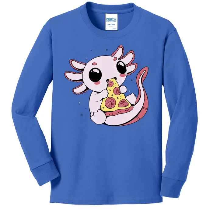 Cute Axolotl Pizza Lover Kids Long Sleeve Shirt