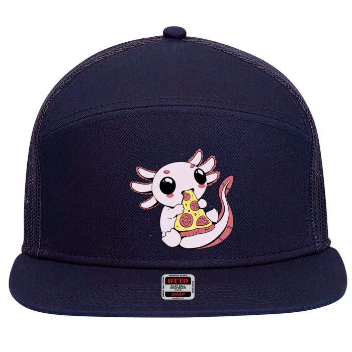 Cute Axolotl Pizza Lover 7 Panel Mesh Trucker Snapback Hat