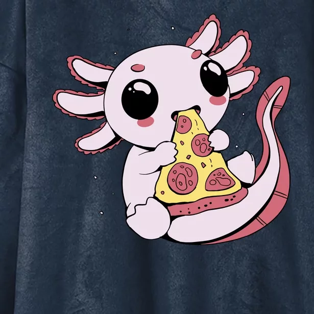 Cute Axolotl Pizza Lover Hooded Wearable Blanket