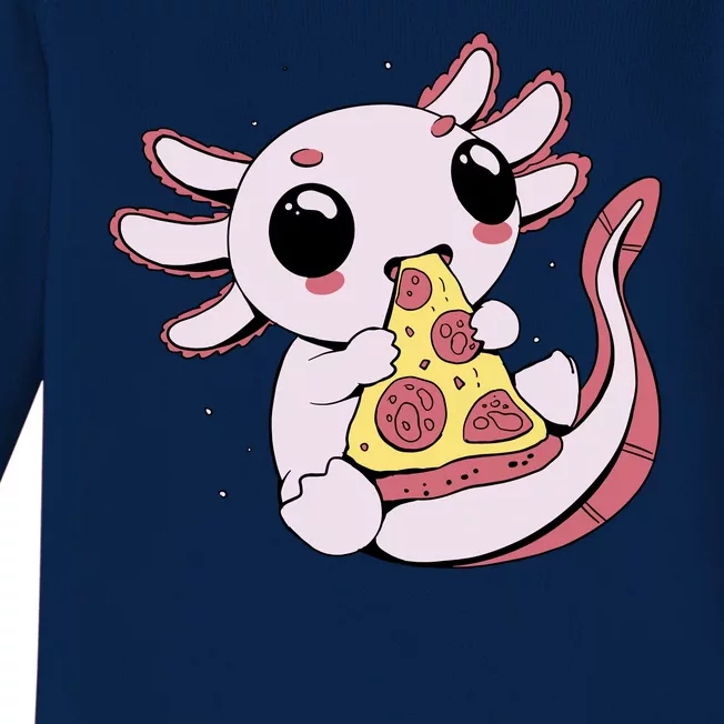 Cute Axolotl Pizza Lover Baby Long Sleeve Bodysuit