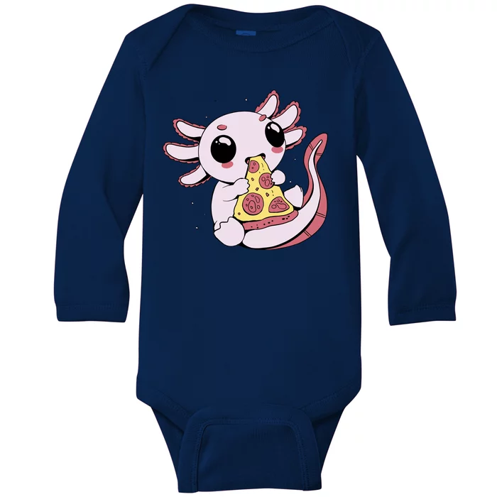 Cute Axolotl Pizza Lover Baby Long Sleeve Bodysuit