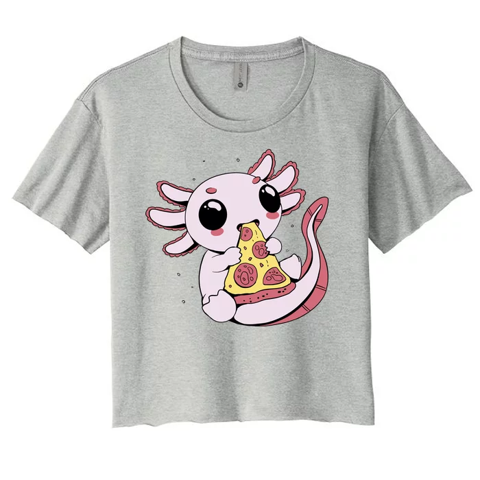 Cute Axolotl Pizza Lover Women's Crop Top Tee