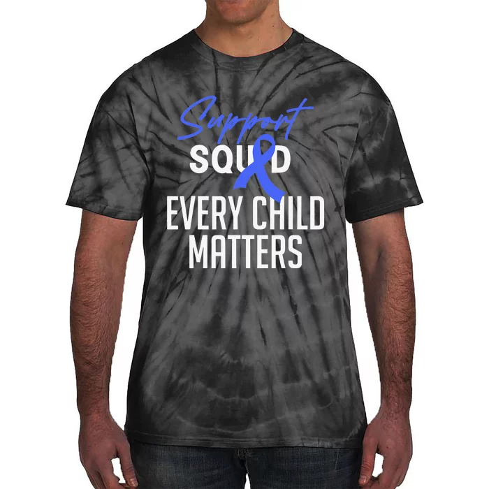 Child Abuse Prevention Awareness Month Blue Ribbon Trex Tie-Dye T-Shirt