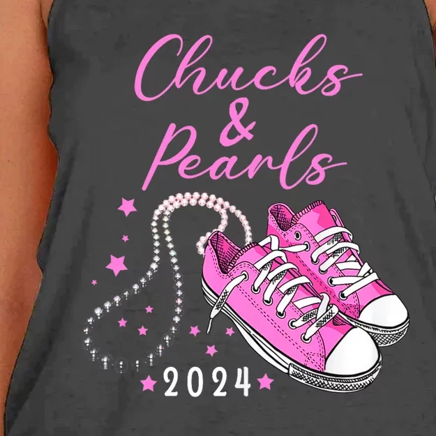 Chucks And Pearls 2024 Kamala Harris For President 47th Women's Knotted Racerback Tank