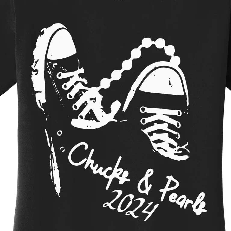 Chucks And Pearls Kamala Harris 2024 Support Gift Teachers Women's T-Shirt