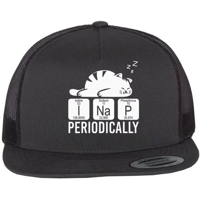 Cute Animal Periodic Table Funny Chemist Gift Cat Chemistry Flat Bill Trucker Hat