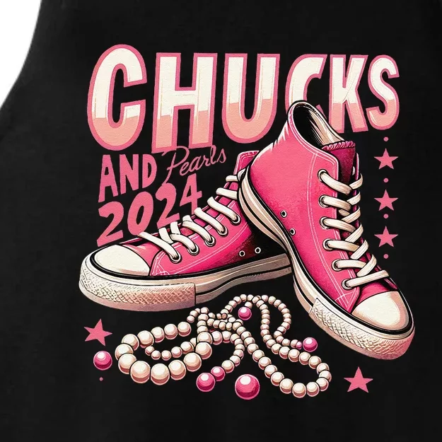 Chucks And Pearls 2024 President Election Day Kamala Harris Ladies Tri-Blend Wicking Tank