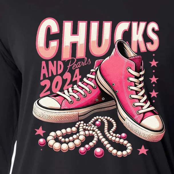 Chucks And Pearls 2024 President Election Day Kamala Harris Cooling Performance Long Sleeve Crew