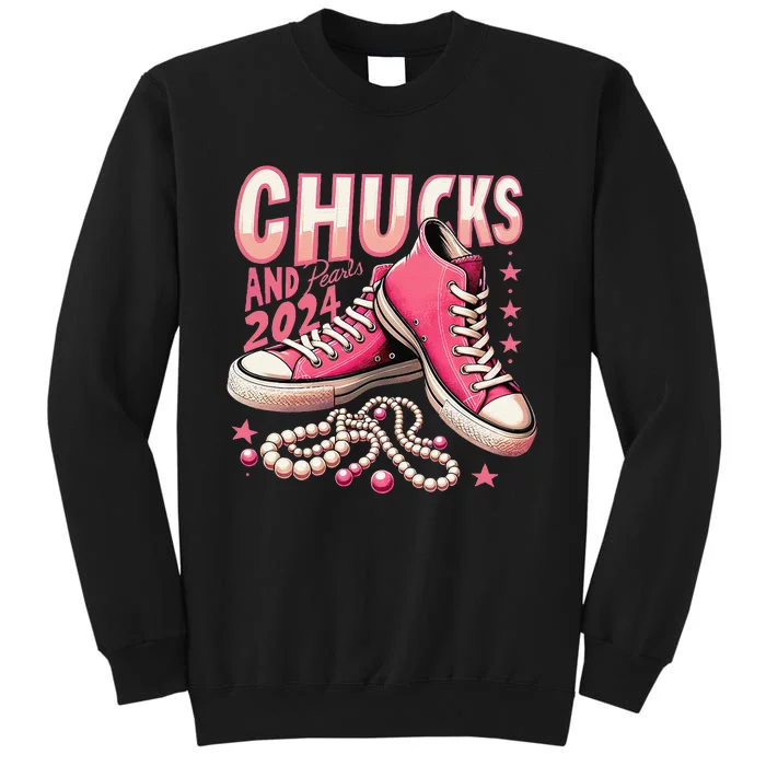 Chucks And Pearls 2024 President Election Day Kamala Harris Tall Sweatshirt