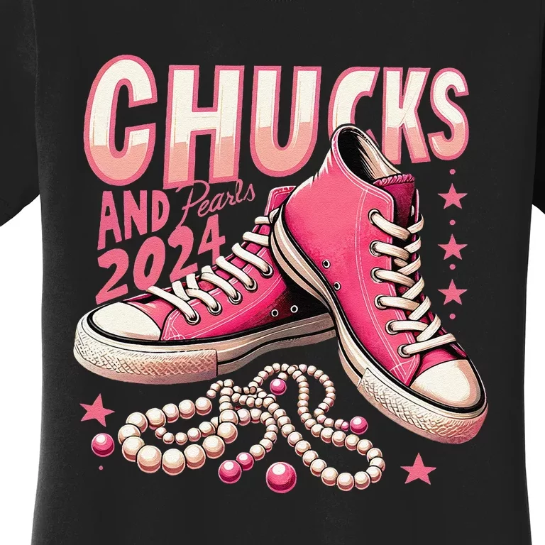 Chucks And Pearls 2024 President Election Day Kamala Harris Women's T-Shirt