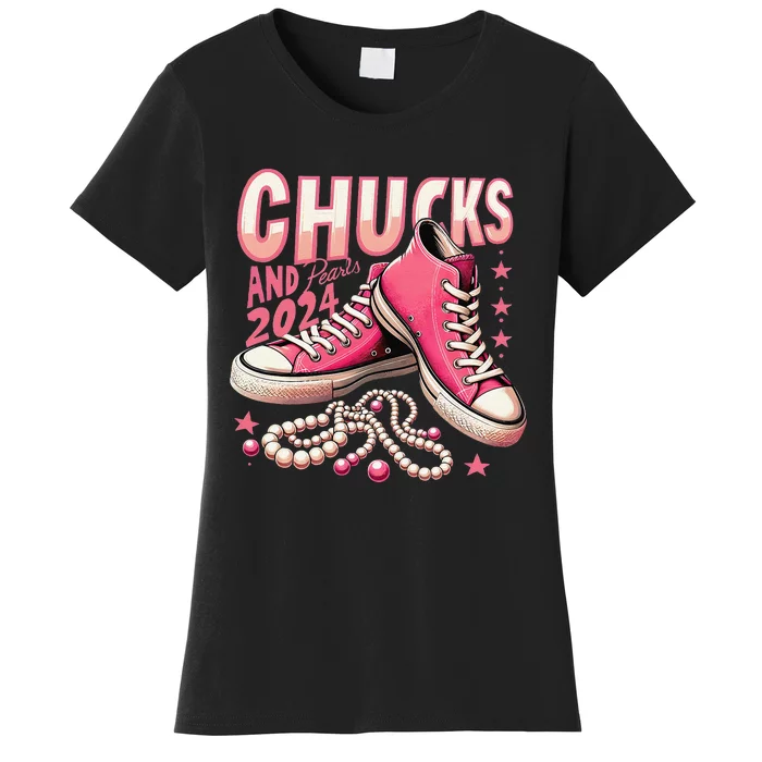 Chucks And Pearls 2024 President Election Day Kamala Harris Women's T-Shirt