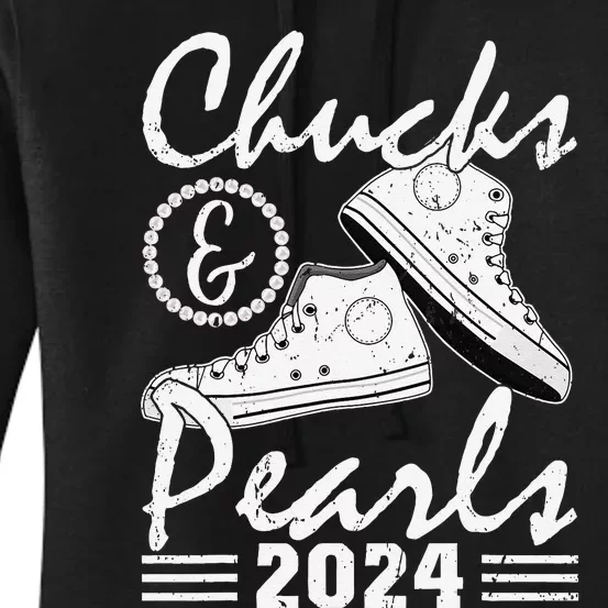 Chucks And Pearls Kamala Harris 2024 Usa Election 2024 Women's Pullover Hoodie