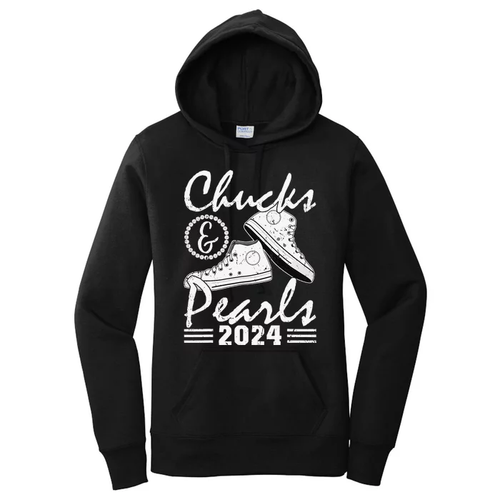 Chucks And Pearls Kamala Harris 2024 Usa Election 2024 Women's Pullover Hoodie