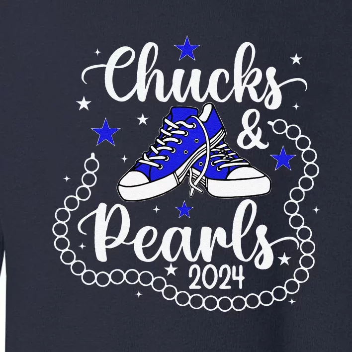 Chucks And Pearls Kamala Harris 2024 Meme Vote President Toddler Sweatshirt