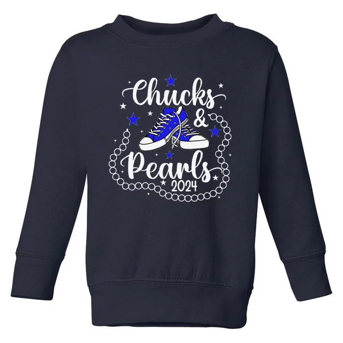 Chucks And Pearls Kamala Harris 2024 Meme Vote President Toddler Sweatshirt