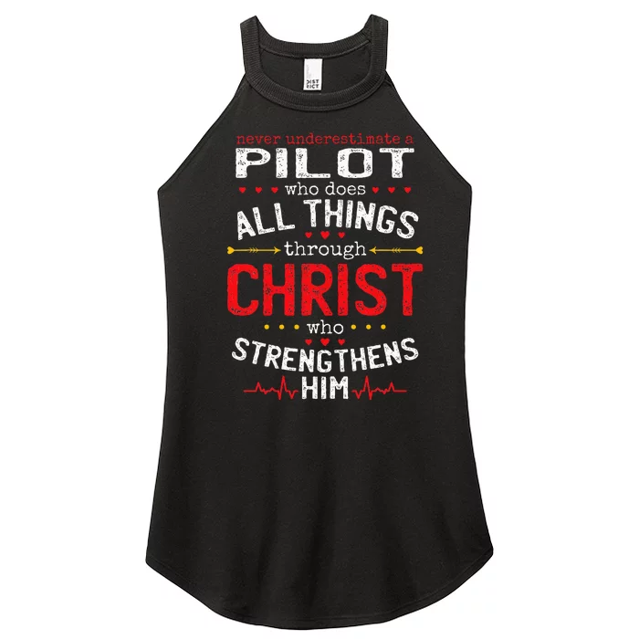 Christian Aviation Pilot And Christianity Airplane Lover Women’s Perfect Tri Rocker Tank