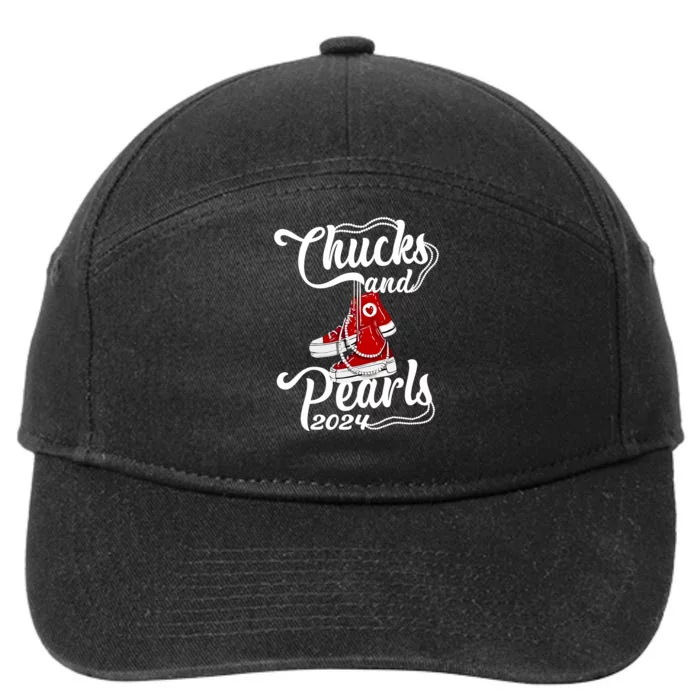 Chucks And Pearls Kamala Harris 2024 Support Gifts Women 7-Panel Snapback Hat