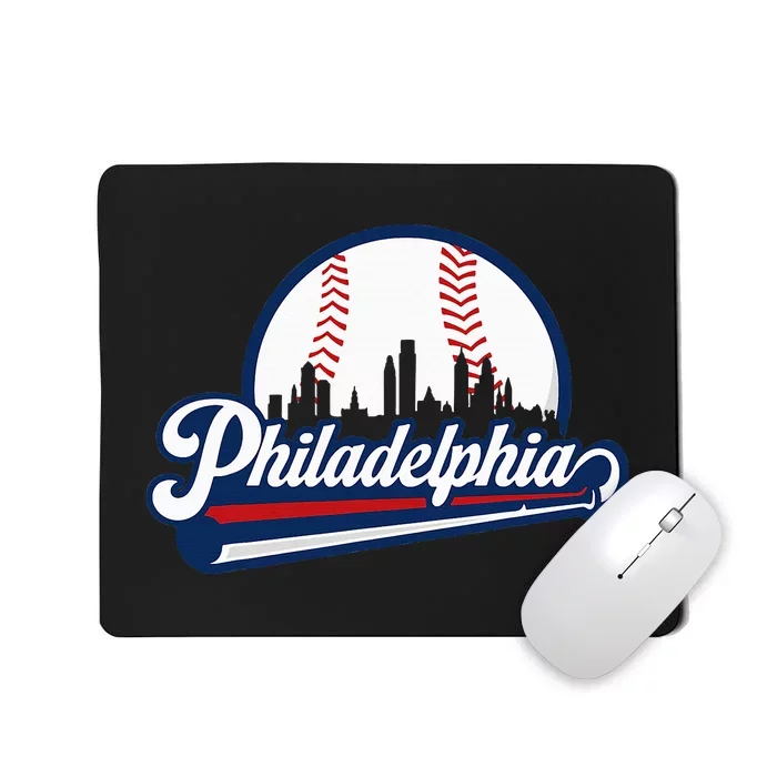 Cityscape Art Print Philadelphia Skyline in Bold Typography Mousepad