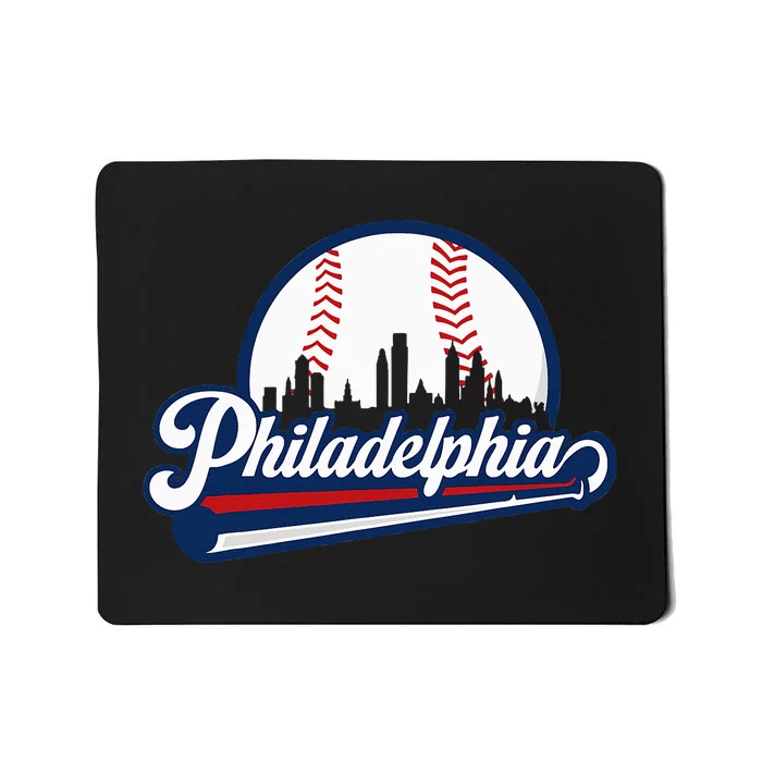 Cityscape Art Print Philadelphia Skyline in Bold Typography Mousepad