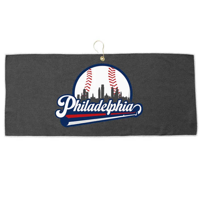 Cityscape Art Print Philadelphia Skyline in Bold Typography Large Microfiber Waffle Golf Towel