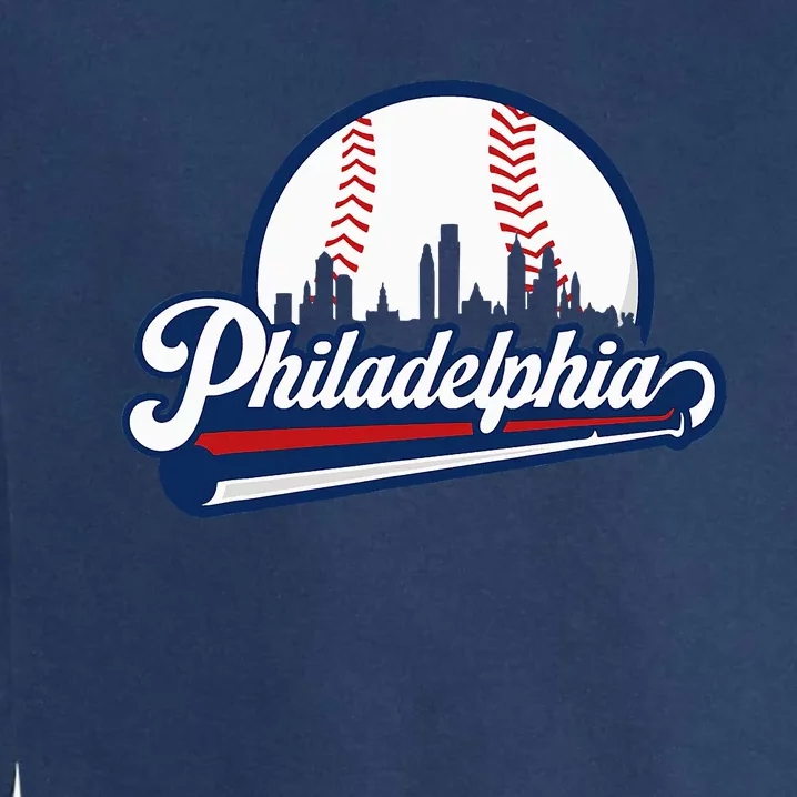 Cityscape Art Print Philadelphia Skyline in Bold Typography Garment-Dyed Sweatshirt