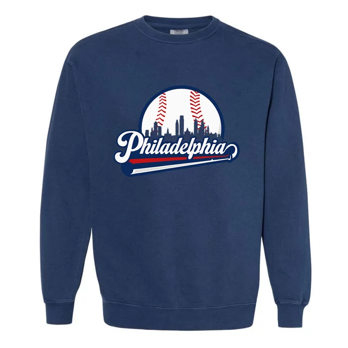 Cityscape Art Print Philadelphia Skyline in Bold Typography Garment-Dyed Sweatshirt