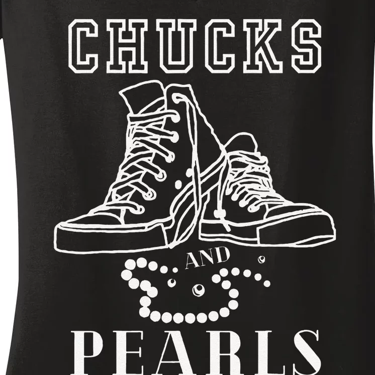 Chucks And Pearls Cute Women Nurse Kamala 2024 Women's V-Neck T-Shirt