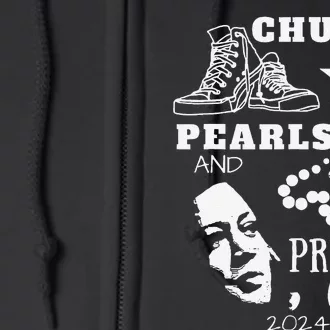 Chucks And Pearls Cute Women Teacher Kamala 2024 Full Zip Hoodie