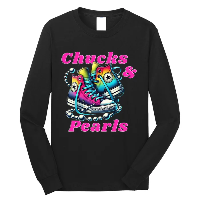 Chucks And Pearls Kamala Harris 2024 Long Sleeve Shirt