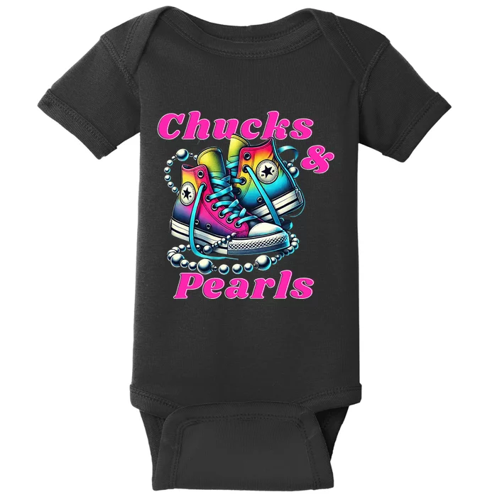 Chucks And Pearls Kamala Harris 2024 Baby Bodysuit