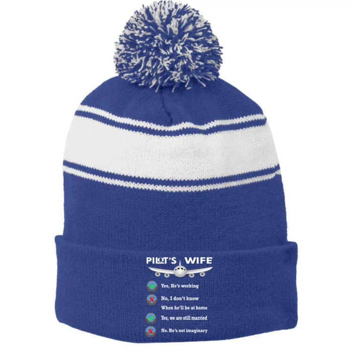 Commercial Airline Pilot Wife Gift Stripe Pom Pom Beanie