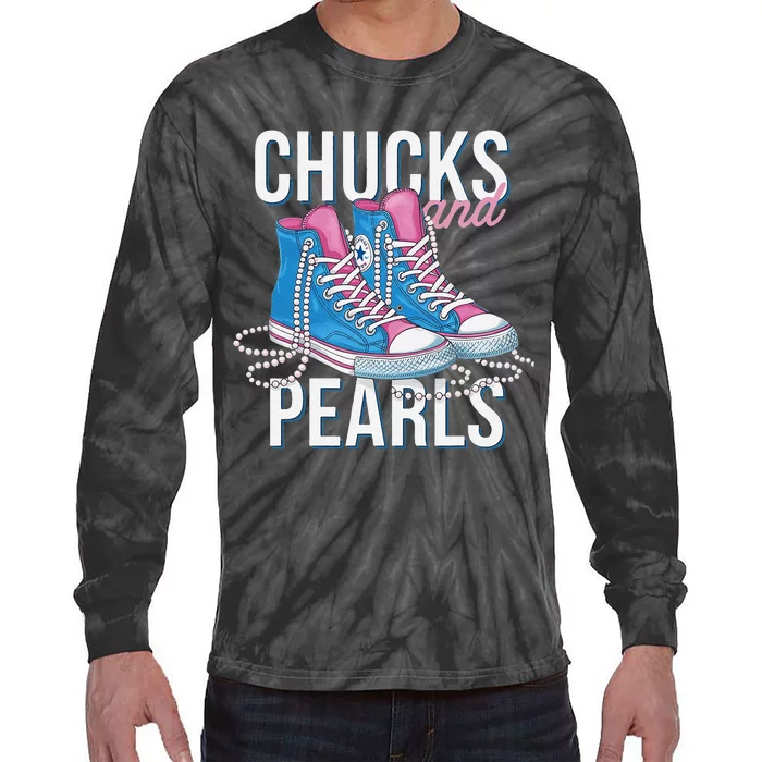 Chucks And Pearls Kamala Harris 2024 For President Election Tie-Dye Long Sleeve Shirt