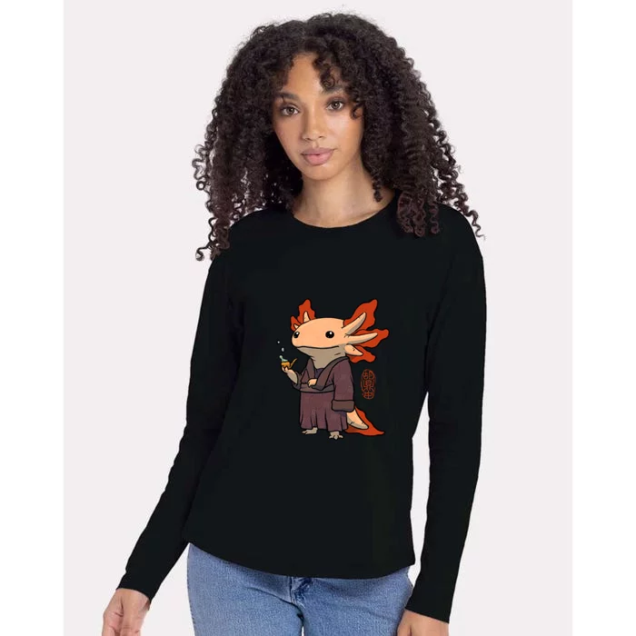 Cute Axolotl Philosopher Womens Cotton Relaxed Long Sleeve T-Shirt