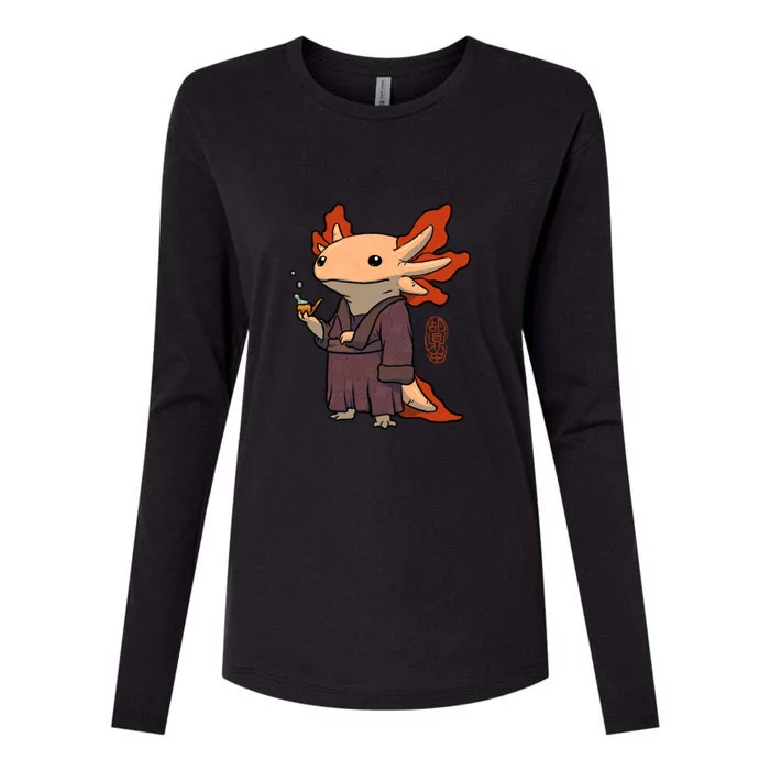 Cute Axolotl Philosopher Womens Cotton Relaxed Long Sleeve T-Shirt